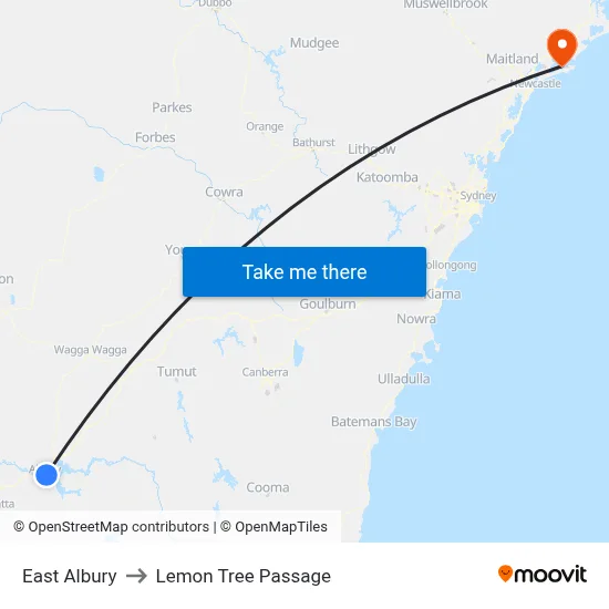East Albury to Lemon Tree Passage map
