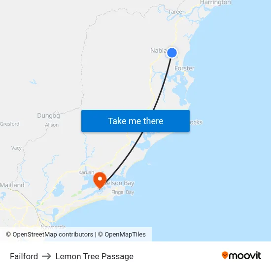 Failford to Lemon Tree Passage map