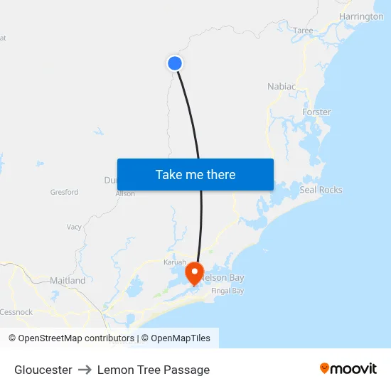 Gloucester to Lemon Tree Passage map