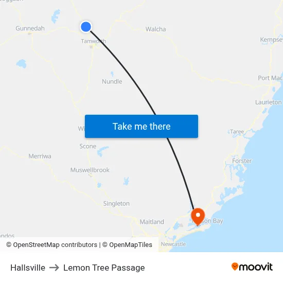 Hallsville to Lemon Tree Passage map