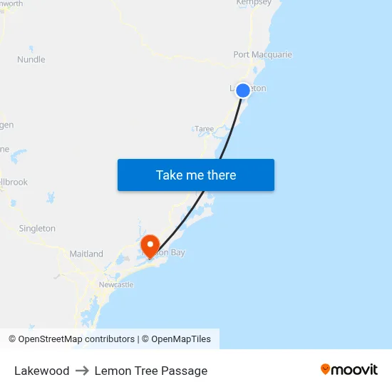 Lakewood to Lemon Tree Passage map