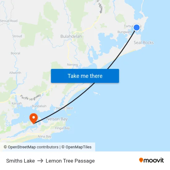 Smiths Lake to Lemon Tree Passage map