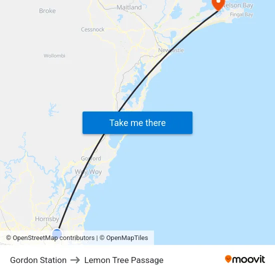 Gordon Station to Lemon Tree Passage map