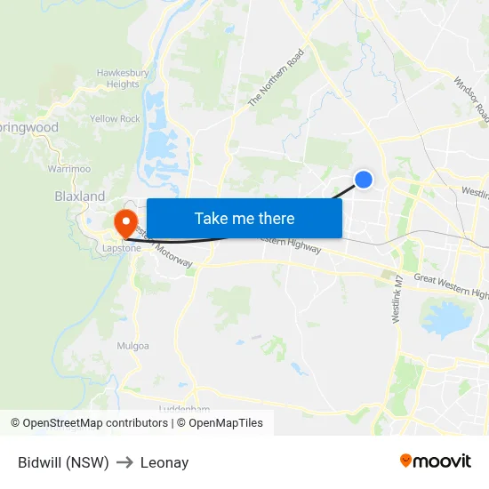 Bidwill (NSW) to Leonay map