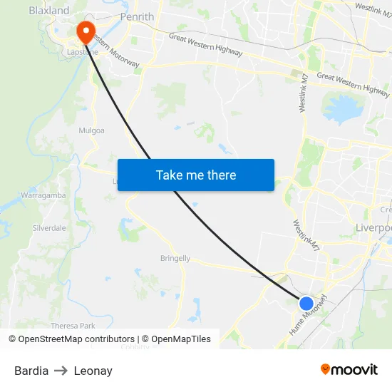 Bardia to Leonay map