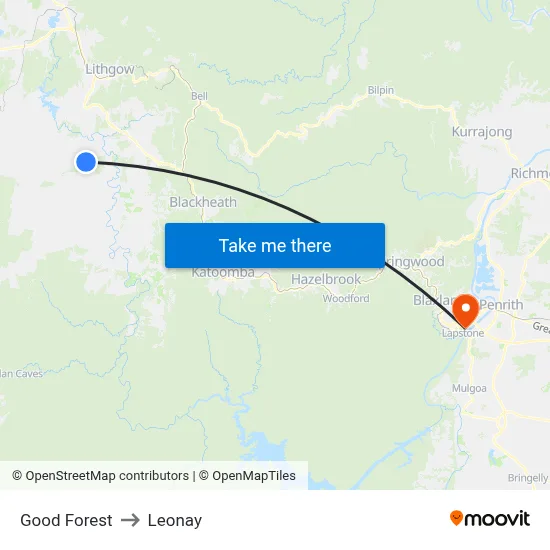 Good Forest to Leonay map