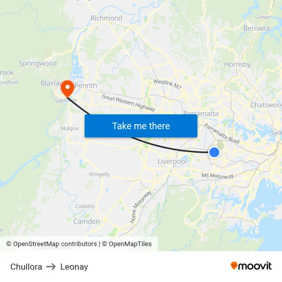 Chullora to Leonay map