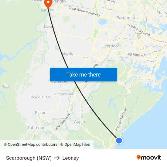 Scarborough (NSW) to Leonay map