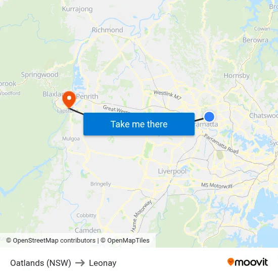 Oatlands (NSW) to Leonay map