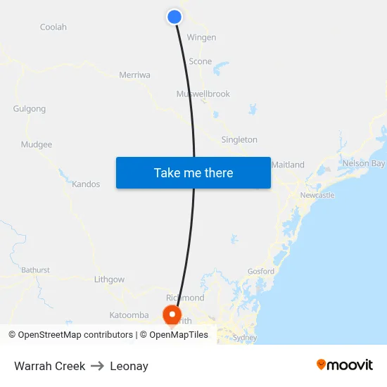 Warrah Creek to Leonay map