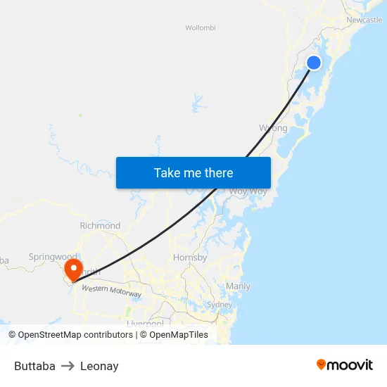 Buttaba to Leonay map