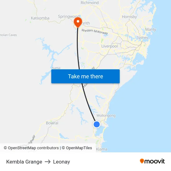 Kembla Grange to Leonay map