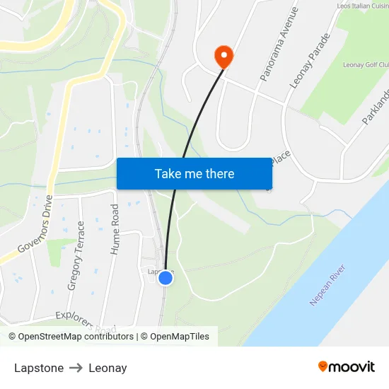 Lapstone to Leonay map