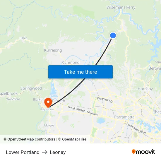 Lower Portland to Leonay map