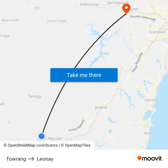 Towrang to Leonay map