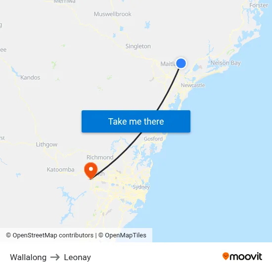 Wallalong to Leonay map