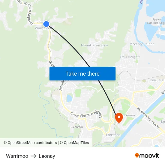 Warrimoo to Leonay map