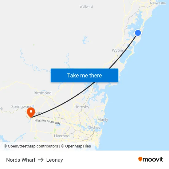 Nords Wharf to Leonay map