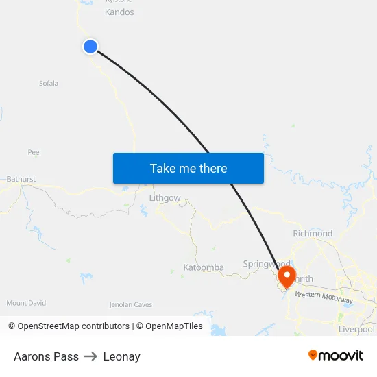 Aarons Pass to Leonay map