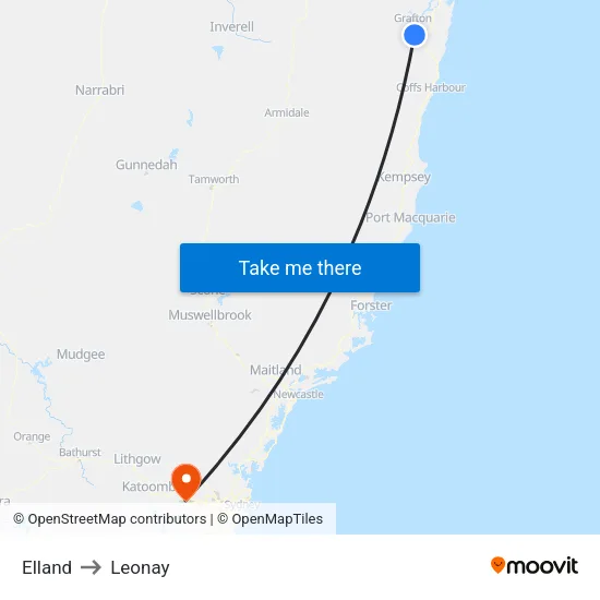 Elland to Leonay map