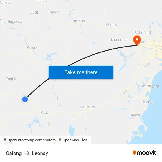 Galong to Leonay map