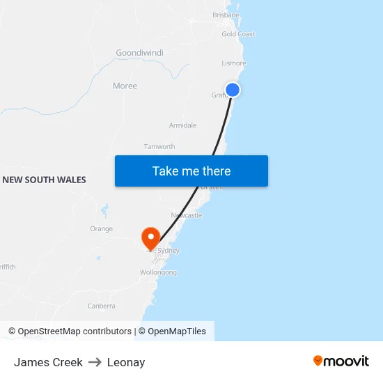 James Creek to Leonay map