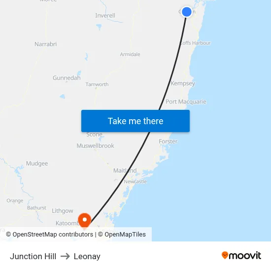 Junction Hill to Leonay map