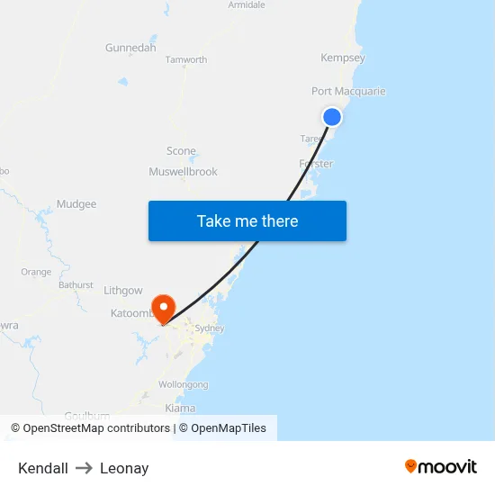 Kendall to Leonay map