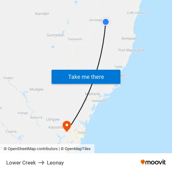 Lower Creek to Leonay map