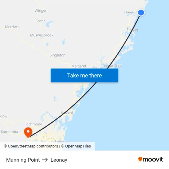 Manning Point to Leonay map