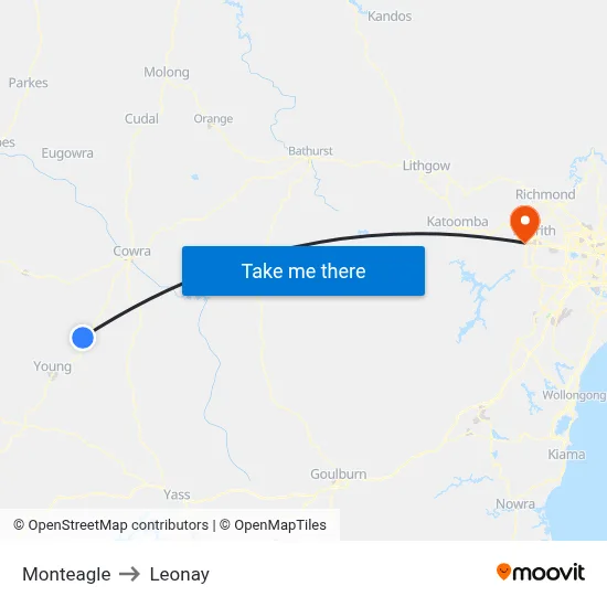 Monteagle to Leonay map
