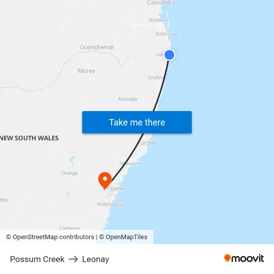 Possum Creek to Leonay map