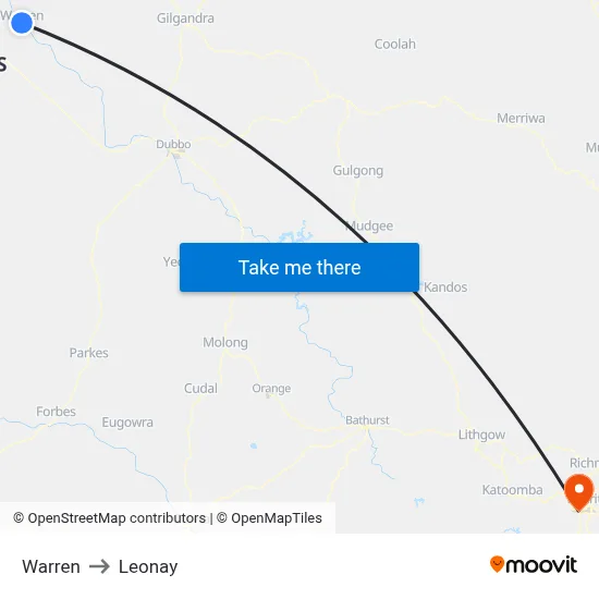 Warren to Leonay map