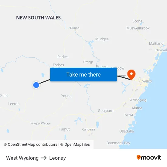 West Wyalong to Leonay map