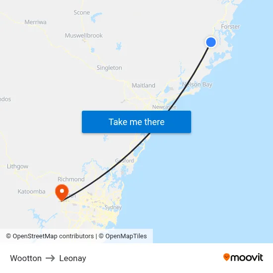 Wootton to Leonay map