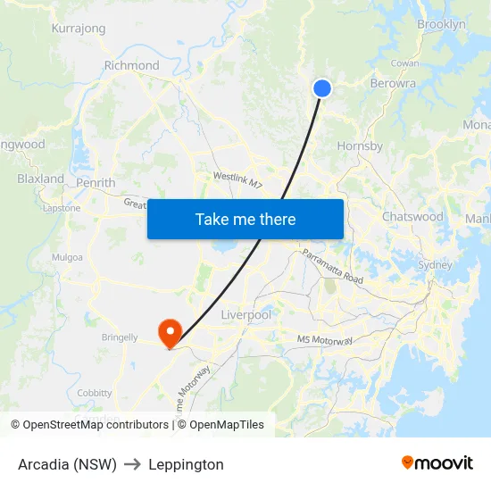 Arcadia (NSW) to Leppington map
