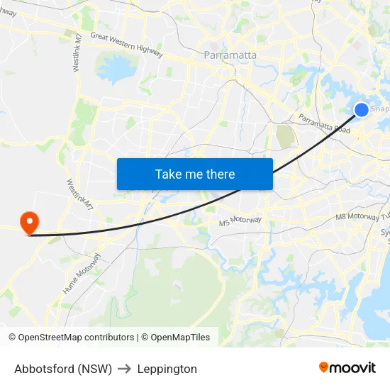 Abbotsford (NSW) to Leppington map