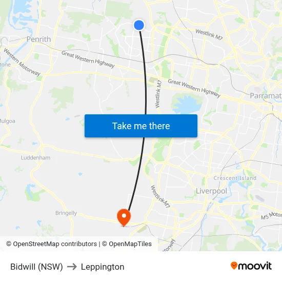 Bidwill (NSW) to Leppington map