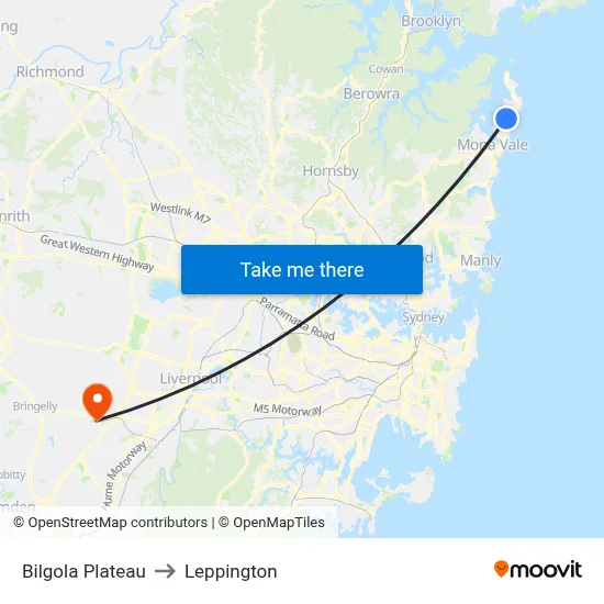 Bilgola Plateau to Leppington map