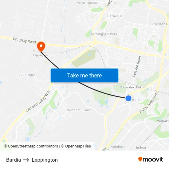 Bardia to Leppington map