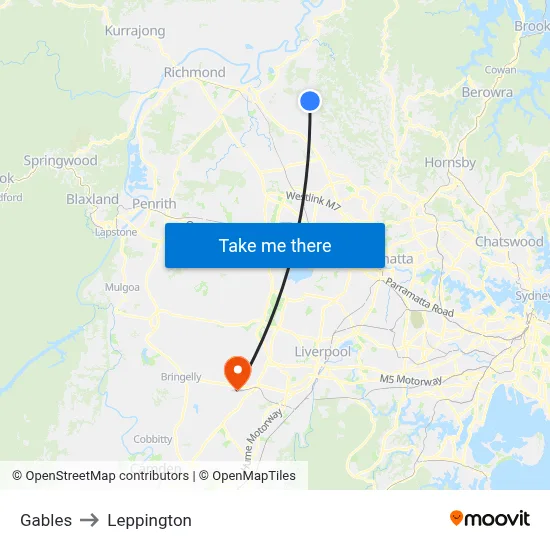 Gables to Leppington map