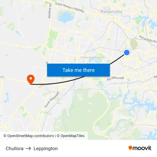 Chullora to Leppington map