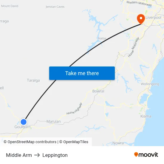 Middle Arm to Leppington map