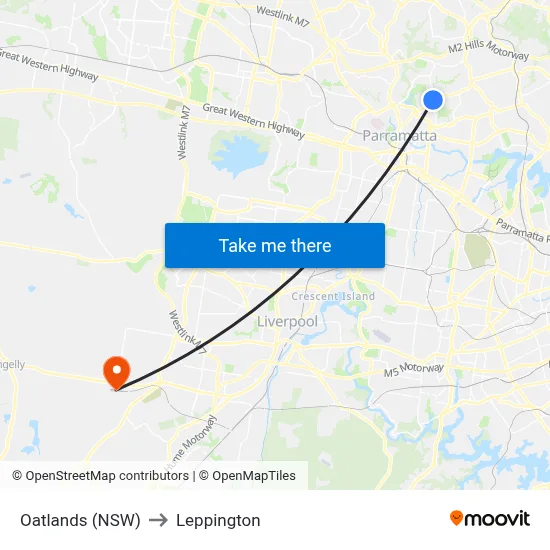 Oatlands (NSW) to Leppington map