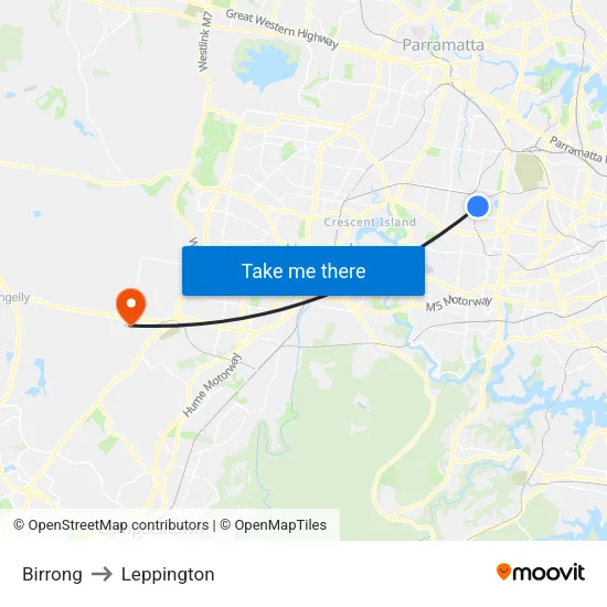 Birrong to Leppington map