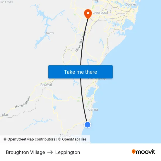 Broughton Village to Leppington map