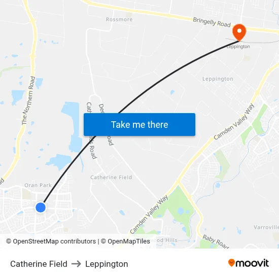 Catherine Field to Leppington map