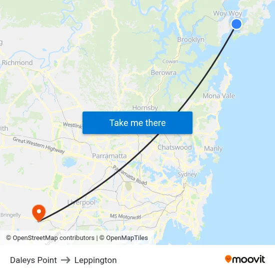 Daleys Point to Leppington map
