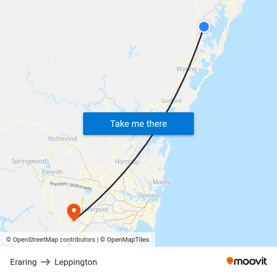 Eraring to Leppington map