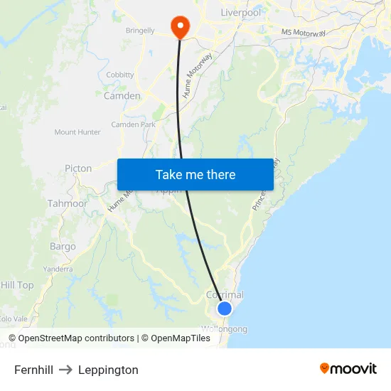 Fernhill to Leppington map
